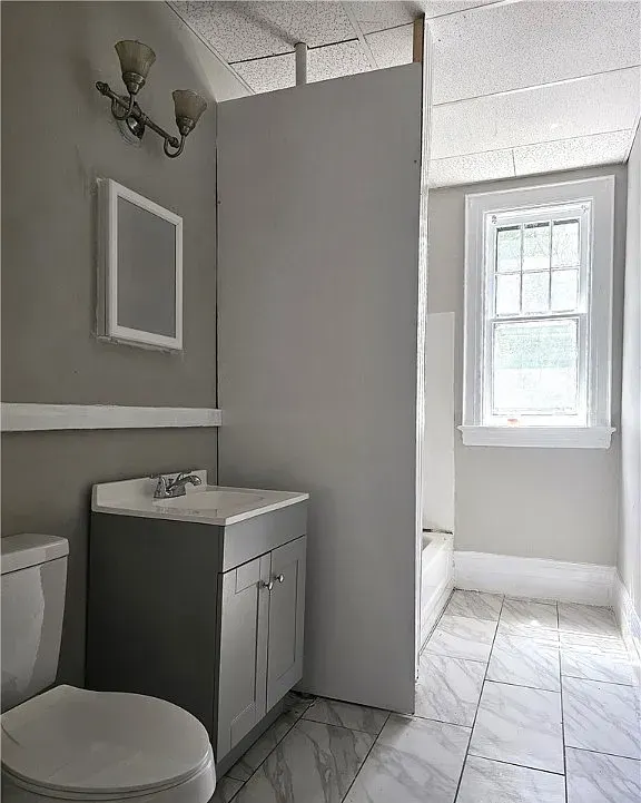 Bathroom with tile floor and new vanity