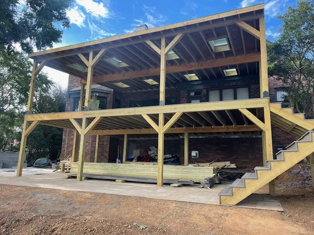 Two-level deck under construction