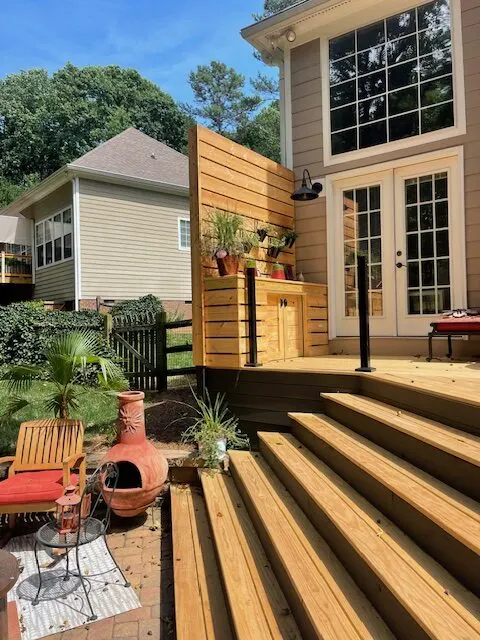 Deck stairs and privacy wall