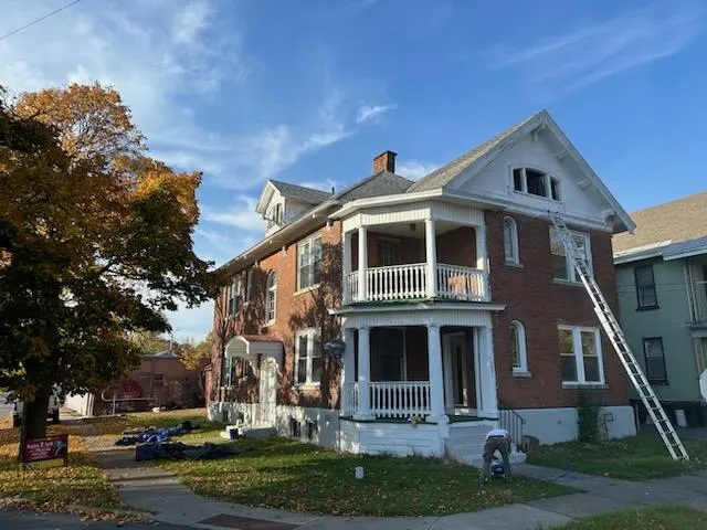 Brick home during exterior work