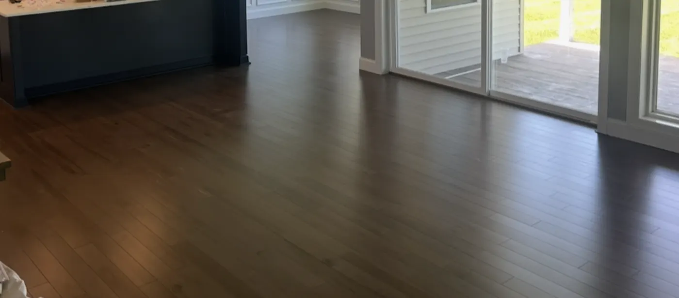 Hardwood floors in an open living area