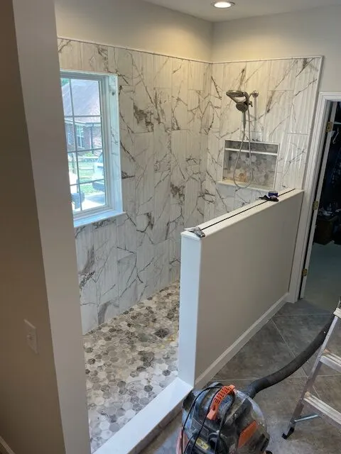 Tiled walk-in shower