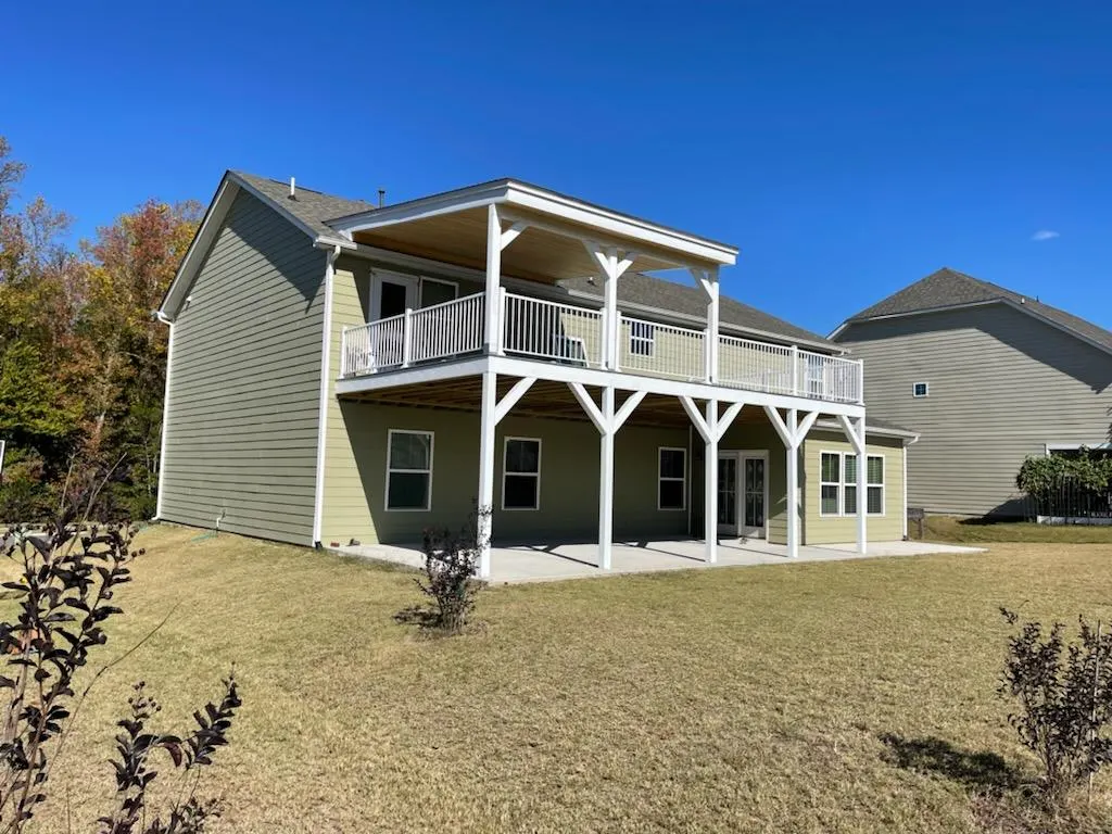 Two-story deck on a sided home